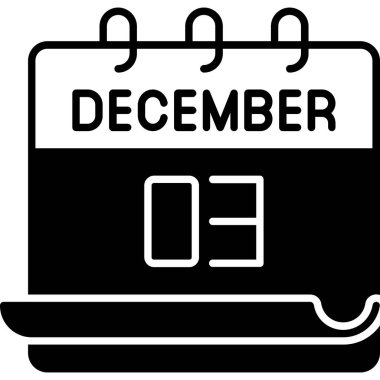 3 Aralık takvim simgesi tasarımı. Buluşma zamanı. Olay çizelgesi. Düz vektör illüstrasyonu.