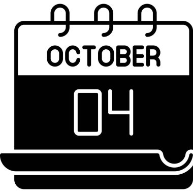 04 Ekim takvim simgesi, vektör illüstrasyonu