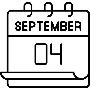 04 Eylül. Takvim simgesinin vektör illüstrasyonu