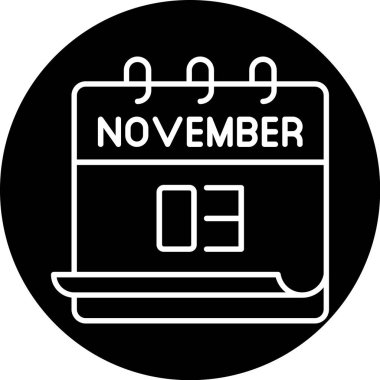 3 Kasım takvim simgesi tasarımı. Buluşma zamanı. Olay çizelgesi. Düz vektör illüstrasyonu.