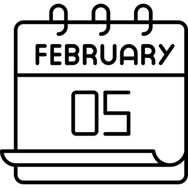 05 Şubat takvim simgesi tasarımı, vektör illüstrasyonu