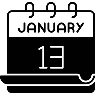 13 Ocak takvim simgesi tasarımı. Buluşma zamanı. Olay çizelgesi. Düz vektör illüstrasyonu.