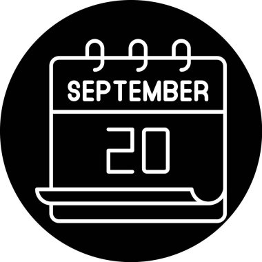 20 Eylül. Takvim simgesinin vektör illüstrasyonu