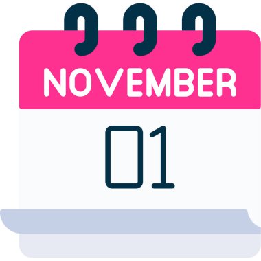 1 Kasım takvim simgesi tasarımı. Buluşma zamanı. Olay çizelgesi. Düz vektör illüstrasyonu.