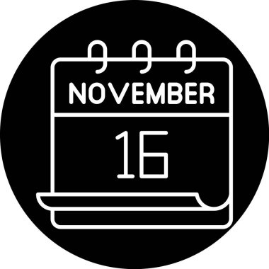 16 Kasım takvim simgesi tasarımı. Buluşma zamanı. Olay çizelgesi. Düz vektör illüstrasyonu.
