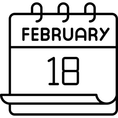 18 Şubat takvim simgesi tasarımı, vektör illüstrasyonu