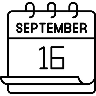 16 Eylül. Takvim simgesinin vektör illüstrasyonu