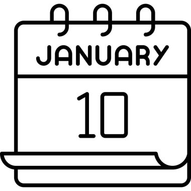 10 Ocak takvim simgesi tasarımı. Buluşma zamanı. Olay çizelgesi. Düz vektör illüstrasyonu.