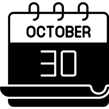 30 Ekim takvim simgesi, vektör illüstrasyonu