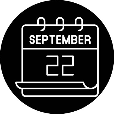 22 Eylül. Takvim simgesinin vektör illüstrasyonu