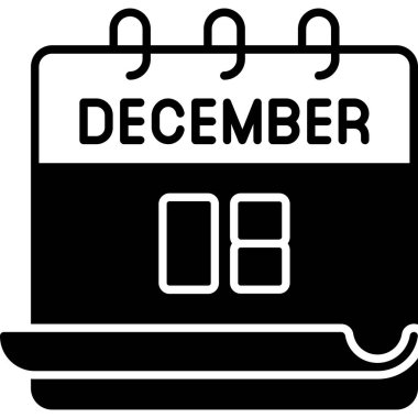 8 Aralık takvim simgesi tasarımı. Buluşma zamanı. Olay çizelgesi. Düz vektör illüstrasyonu.