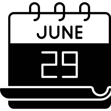 29 Haziran takvim simgesi tasarımı. Buluşma zamanı. Olay çizelgesi. Düz vektör illüstrasyonu.