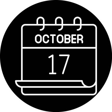 17 Ekim takvim simgesi, vektör illüstrasyonu