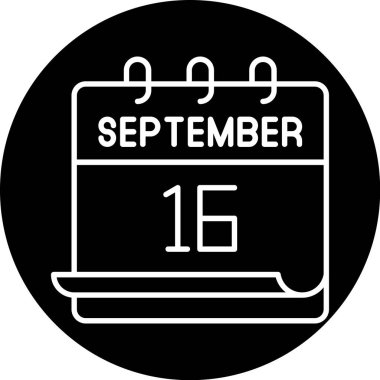 16 Eylül. Takvim simgesinin vektör illüstrasyonu