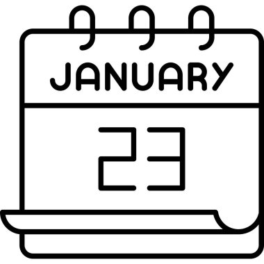 23 Ocak takvim simgesi tasarımı. Buluşma zamanı. Olay çizelgesi. Düz vektör illüstrasyonu.