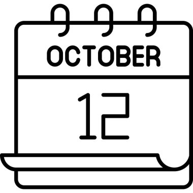 Takvim gösterimi: Ekim ve 12 gün minimalist tasarım