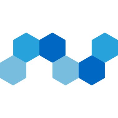 Birbirine bağlı altıgenlerin mavinin çeşitli tonlarında grafiksel temsili