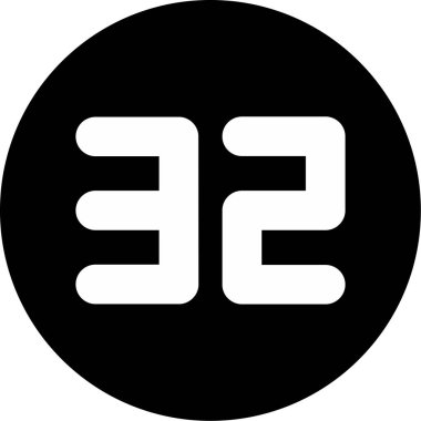 Siyah arkaplanda beyaz numara 32 olan dairesel logo