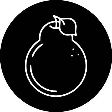 Siyah zemin üzerinde yaprak olan armut meyvelerinin basit grafik çizimi