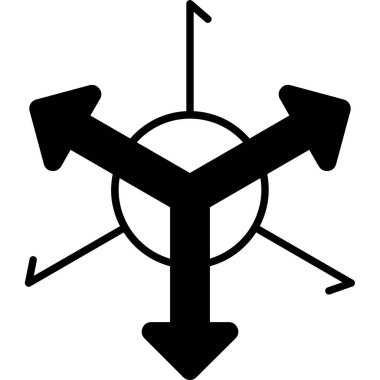 Çeşitli yönleri gösteren çok yönlü okları temsil eden sembol