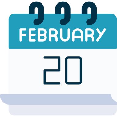 20 Şubat takvim simgesi tasarımı, vektör illüstrasyonu