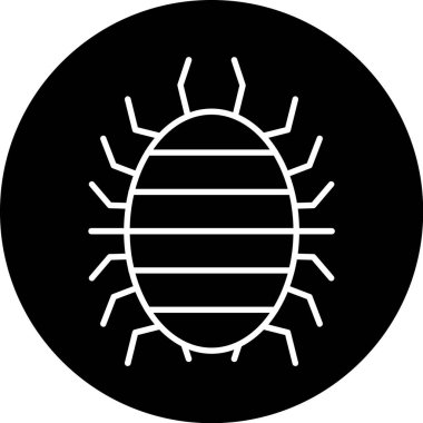 Biçimlendirilmiş gövdesi ve bacakları olan bir böceğin siyah beyaz grafiği