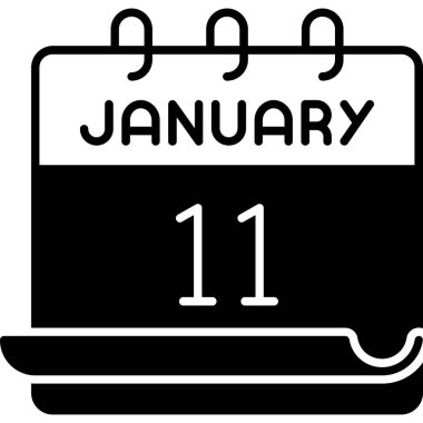 11 Ocak takvim simgesi tasarımı. Buluşma zamanı. Olay çizelgesi. Düz vektör illüstrasyonu.