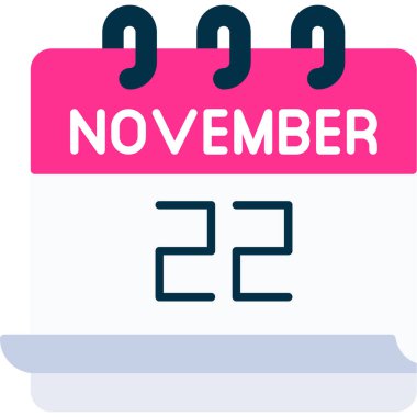 22 Kasım takvim simgesi tasarımı. Buluşma zamanı. Olay çizelgesi. Düz vektör illüstrasyonu.