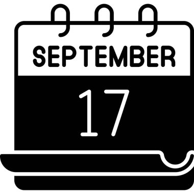 17 Eylül. Takvim simgesinin vektör illüstrasyonu