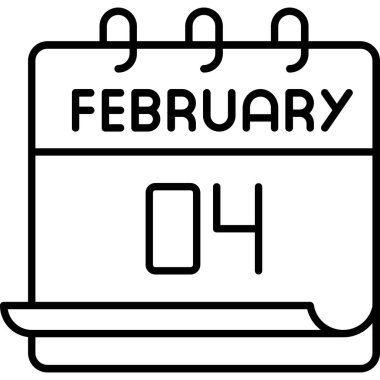 04 Şubat takvim simgesi tasarımı, vektör illüstrasyonu