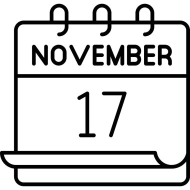 17 Kasım takvim simgesi tasarımı. Buluşma zamanı. Olay çizelgesi. Düz vektör illüstrasyonu.