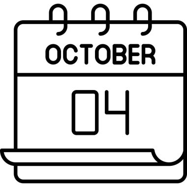 04 Ekim takvim simgesi tasarımı, vektör illüstrasyonu