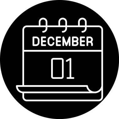 1 Aralık takvim simgesi tasarımı. Buluşma zamanı. Olay çizelgesi. Düz vektör illüstrasyonu.