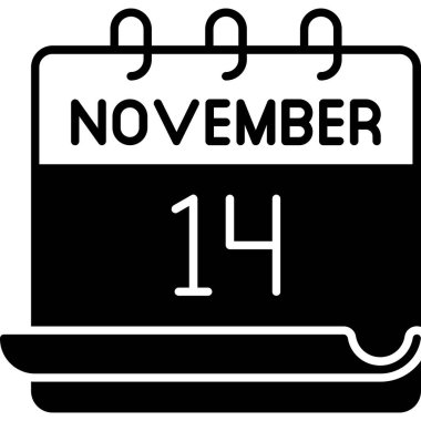 14 Kasım takvim simgesi tasarımı. Buluşma zamanı. Olay çizelgesi. Düz vektör illüstrasyonu.