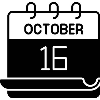 16 Ekim takvim simgesi tasarımı, vektör illüstrasyonu