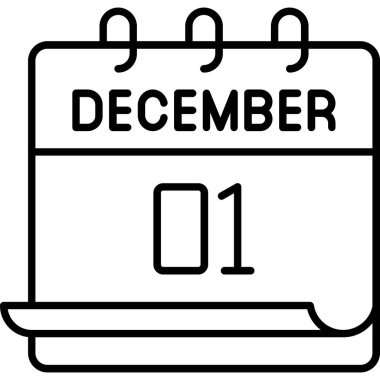 1 Aralık takvim simgesi tasarımı. Buluşma zamanı. Olay çizelgesi. Düz vektör illüstrasyonu.