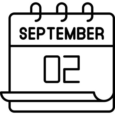 2 Eylül takvim simgesi tasarımı. Buluşma zamanı. Olay çizelgesi. Düz vektör illüstrasyonu.