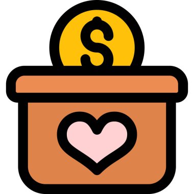 Üstünde dolar parası olan bağış kutusunun renkli bir çizimi