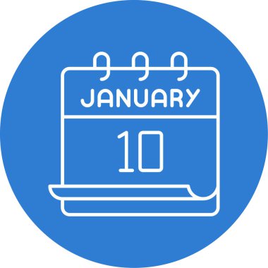 January 10 calendar icon design. Meeting appointment time. Event schedule date. Flat vector illustration.
