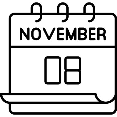8 Kasım takvim simgesi tasarımı. Buluşma zamanı. Olay çizelgesi. Düz vektör illüstrasyonu.