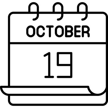 19 Ekim takvim simgesi tasarımı, vektör illüstrasyonu