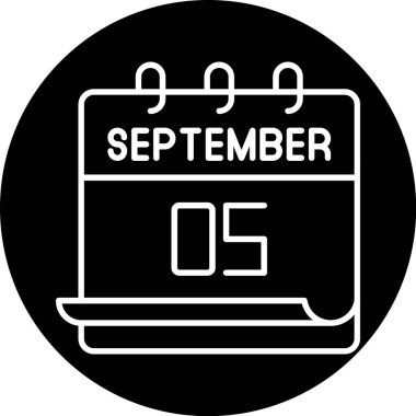 5 Eylül takvim simgesi tasarımı. Buluşma zamanı. Olay çizelgesi. Düz vektör illüstrasyonu.