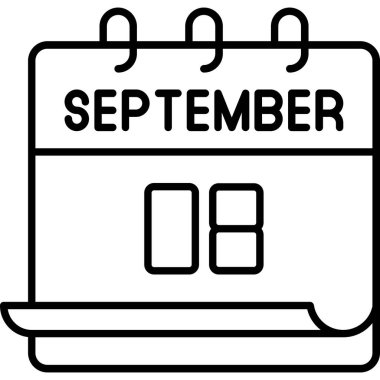 8 Eylül takvim simgesi tasarımı. Buluşma zamanı. Olay çizelgesi. Düz vektör illüstrasyonu.
