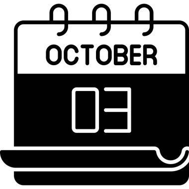 03 Ekim takvim simgesi tasarımı, vektör illüstrasyonu