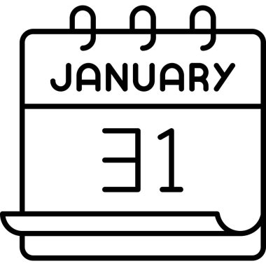 31 Ocak takvim simgesi tasarımı. Buluşma zamanı. Olay çizelgesi. Düz vektör illüstrasyonu.