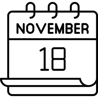 18 Kasım takvim simgesi tasarımı. Buluşma zamanı. Olay çizelgesi. Düz vektör illüstrasyonu.