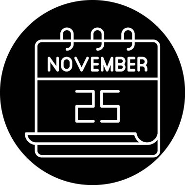 25 Kasım takvim simgesi tasarımı. Buluşma zamanı. Olay çizelgesi. Düz vektör illüstrasyonu.