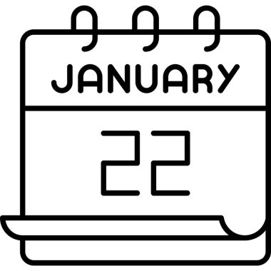 22 Ocak takvim simgesi tasarımı. Buluşma zamanı. Olay çizelgesi. Düz vektör illüstrasyonu.