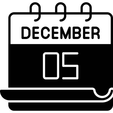 5 Aralık takvim simgesi tasarımı. Buluşma zamanı. Olay çizelgesi. Düz vektör illüstrasyonu.