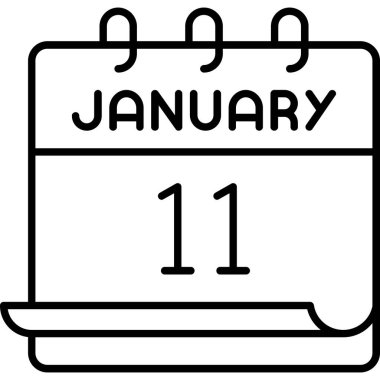 11 Ocak takvim simgesi tasarımı. Buluşma zamanı. Olay çizelgesi. Düz vektör illüstrasyonu.
